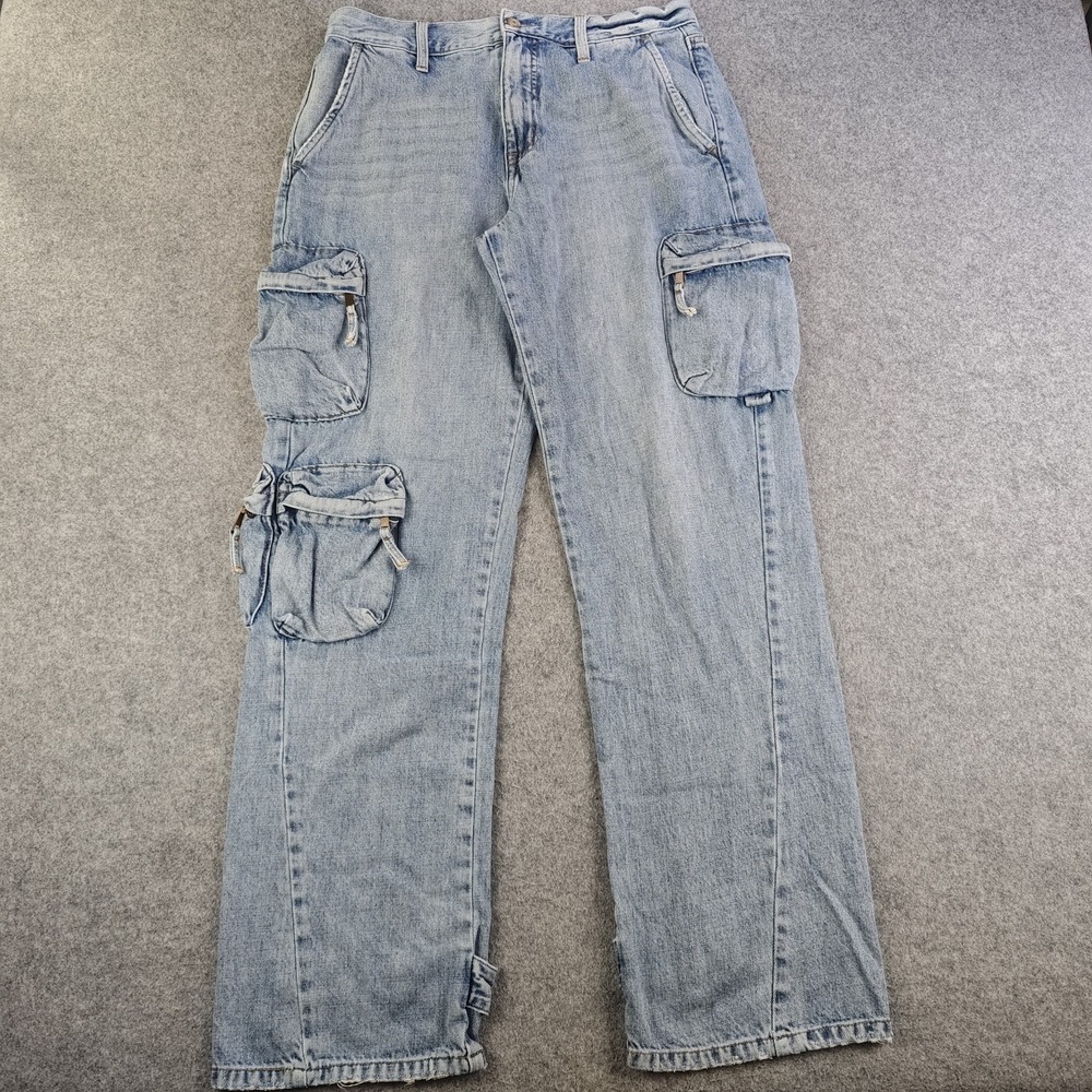 Pistola Bobbie Cargo Jeans Women's 29x32 Blue Light Wash Utility High Rise Denim